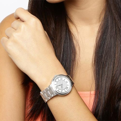 Guess Madison Diamonds Silver Dial Silver Steel Strap Watch for Women - W0637L1 Buy Now By Guess