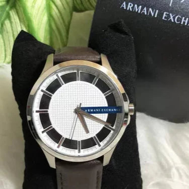 Armani Exchange Hampton Chronograph White Dial Brown Leather Strap Watch For Men - AX2187 Buy Now By Armani Exchange