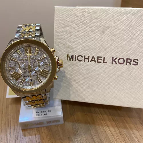 Michael Kors Wren Chronograph Crystals Silver Two Tone Steel Strap Watch for Women - MK6953 Buy Now By Michael Kors
