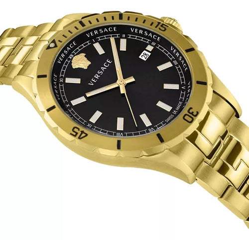 Versace Hellenyium Quartz Black Dial Gold Steel Strap Watch For Men - VE3A00820 Buy Now By Versace