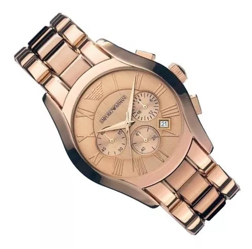 Emporio Armani Valente Chronograph Rose Gold Dial Rose Gold Steel Strap Watch For Men - AR0365 Buy Now By Emporio Armani