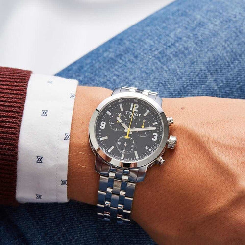 Tissot PRC 200 Chronograph Black Dial Stainless Steel Watch For Men - T0554171105700 Buy Now By Tissot