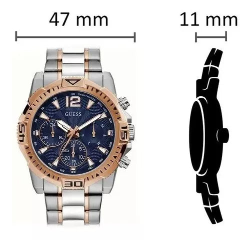 Guess Commander Chronograph Blue Dial Two Tone Steel Strap Watch for Men - GW0056G5 Buy Now By Guess