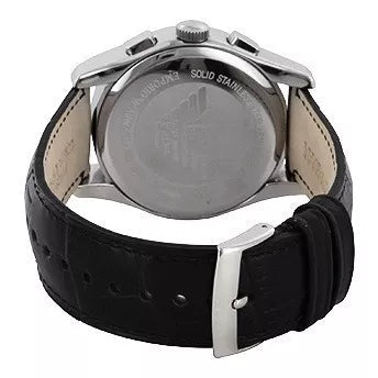 Emporio Armani Valente Chronograph Black Dial Black Leather Strap Watch For Men - AR1633 Buy Now By Emporio Armani