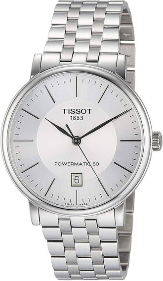 Tissot T Classic Carson Premium Powermatic 80 White Dial Silver Steel Strap Watch For Men - T122.407.11.031.00 Buy Now By Tissot