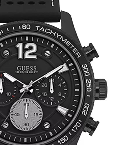 Guess Fleet Chronograph Black Dial Black Rubber Strap Watch for Men - W0971G1 Buy Now By Guess