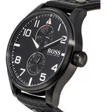 Hugo Boss Aeroliner Chronograph Black Dial Black Leather Strap Watch For Men - 1513086 Buy Now By Hugo Boss