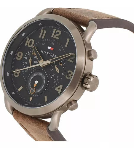 Tommy Hilfiger Briggs Chronograph Black Dial Brown Leather Strap Watch for Men - 1791425 Buy Now By Tommy Hilfiger
