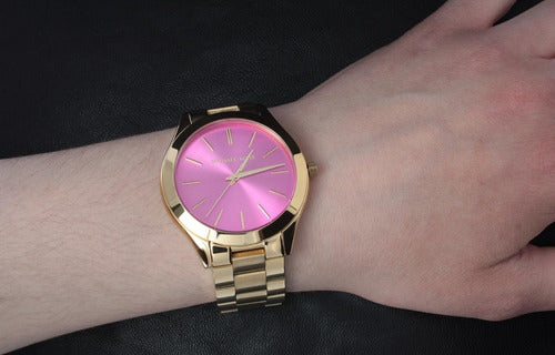 Michael Kors Slim Runway Pink Dial Rose Gold Steel Strap Watch for Women - MK3264 Buy Now By Michael Kors