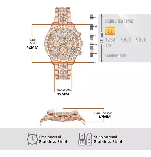 Michael Kors Layton Chronograph Rose Gold Dial Rose Gold Steel Strap Watch For Women - MK7285 Buy Now By Michael Kors