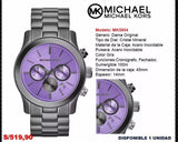 Michael Kors Runway Chronograph Purple Dial Black Steel Strap Watch For Women - MK5954 Buy Now By Michael Kors