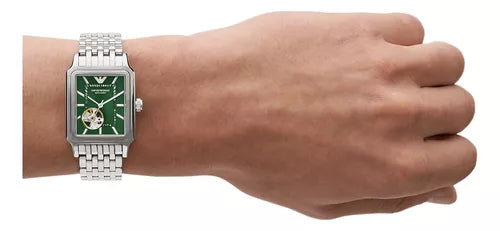 Emporio Armani Meccanico Automatic Green Dial Silver Steel Strap Watch For Men - AR60067 Buy Now By Emporio Armani