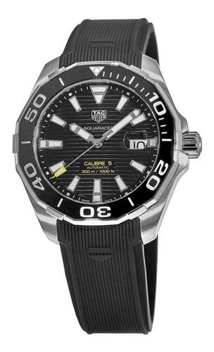 Tag Heuer Aquaracer Calibre 5 Automatic Black Dial Black Rubber Strap Watch for Men - WAY201A.FT6142 Buy Now By Tag Heuer