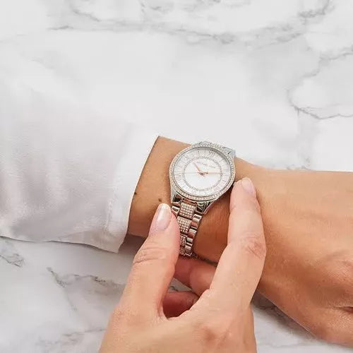 Michael Kors Lauryn Quartz Mother of Pearl White Dial Two Tone Steel Strap Watch For Women - MK4366 Buy Now By Michael Kors