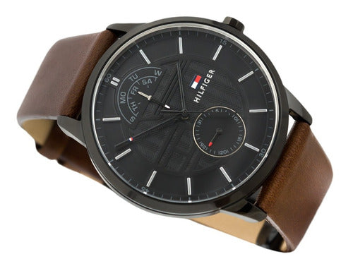 Tommy Hilfiger Hunter Black Dial Brown Leather Strap Watch for Men - 1791604 Buy Now By Tommy Hilfiger