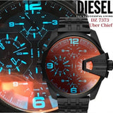 Diesel Uber Chief Chronograph Red Dial Black Steel Strap Watch For Men - DZ7373 Buy Now By Diesel