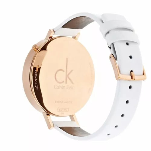 Calvin Klein Equal Silver Dial White Leather Strap Watch for Women - K3E236L6 Buy Now By Calvin Klein