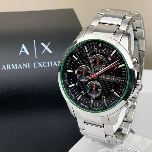 Armani Exchange Hampton Chronograph Black Dial Silver Steel Strap Watch For Men - AX2163 Buy Now By Armani Exchange