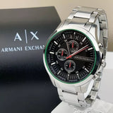 Armani Exchange Hampton Chronograph Black Dial Silver Steel Strap Watch For Men - AX2163 Buy Now By Armani Exchange