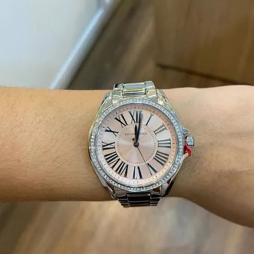 Michael Kors Kacie Three Hand Pink Dial Silver Steel Strap Watch for Women - MK6929 Buy Now By Michael Kors
