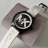 Michael Kors Janelle Three Hand Black Dial White Rubber Strap Watch For Women - MK7137 Buy Now By Michael Kors