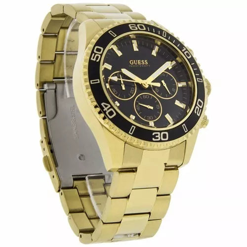 Guess Chaser Chronograph Black Dial Gold Steel Strap Watch for Men - W0170G2 Buy Now By Guess
