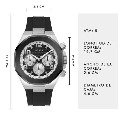 Guess Empire Chronograph Black Dial Black Silicon Strap Watch For Men - GW0583G1 Buy Now By Guess