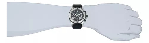 Bulova Marine Star Chronograph Black Dial Black Rubber Strap Watch for Men - 98B127 Buy Now By Bulova