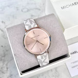 Michael Kors Jayne Three Hand Rose Gold Dial White Leather Strap Watch For Women - MK7128 Buy Now By Michael Kors