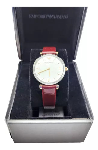 Emporio Armani Gianni T-Bar Quartz Silver Dial Brown Leather Strap Watch For Women - AR11061 Buy Now By Emporio Armani