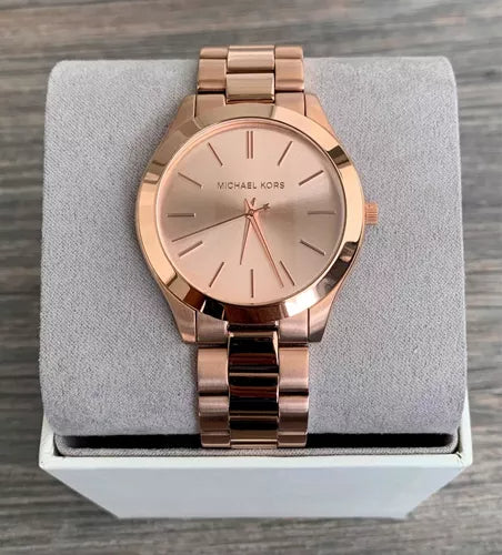 Michael Kors Mini Slim Runway Chronograph Quartz Rose Gold Dial Rose Gold Steel Strap Watch For Women - MK3205 Buy Now By Michael Kors
