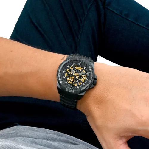 Fossil Bronson Automatic Skeleton Black Dial Black Steel Strap Watch for Men - ME3217 Buy Now By Fossil