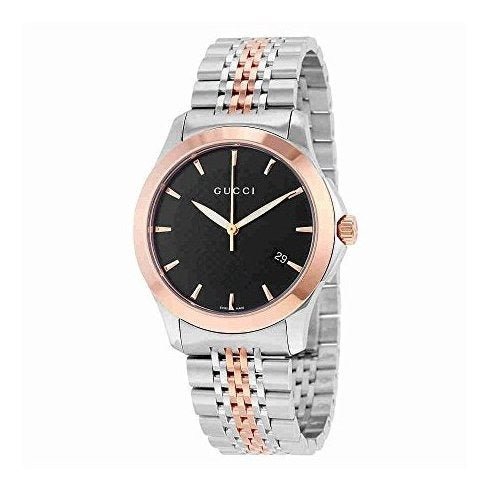 Gucci G Timeless Black Dial Two Tone Steel Strap Watch For Men - YA126410 Buy Now By Gucci