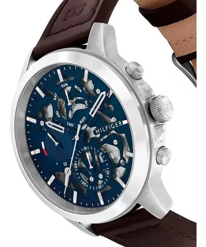 Tommy Hilfiger Henry Chronograph Blue Dial Brown Leather Strap Watch For Men -1710476 Buy Now By Tommy Hilfiger