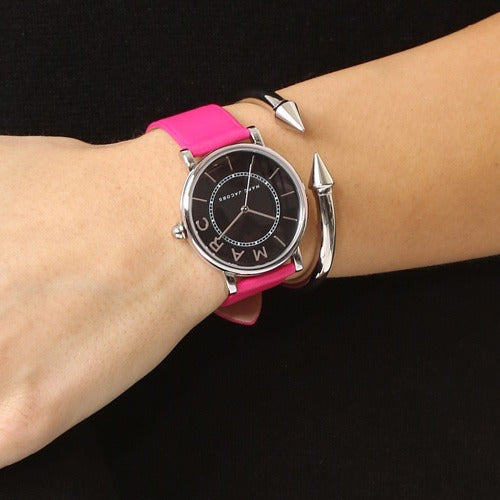 Marc Jacobs Roxy Black Dial Pink Leather Strap Watch for Women - MJ1535 Buy Now By Marc Jacobs