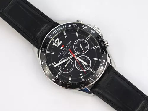 Tommy Hilfiger Luke Quartz Black Dial Black Leather Strap Watch for Men - 1791117 Buy Now By Tommy Hilfiger