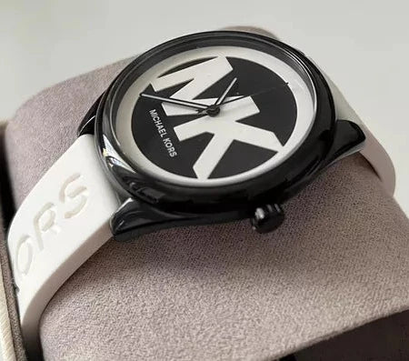 Michael Kors Janelle Three Hand Black Dial White Rubber Strap Watch For Women - MK7137 Buy Now By Michael Kors