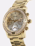 Guess Confetti Diamonds Silver Dial Gold Steel Strap Watch for Women - W0774L5 Buy Now By Guess