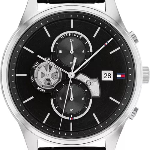 Tommy Hilfiger Weston Chronograph Black Dial Black Leather Strap Watch For Men - 1710502 Buy Now By Tommy Hilfiger
