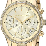 Michael Kors Ritz Chronograph Gold Dial Gold Steel Strap Watch For Women - MK6597 Buy Now By Michael Kors