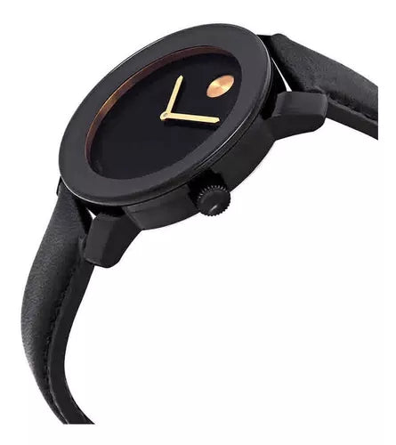 Movado Bold Black Dial Black Leather Strap Watch for Women - 3600527 Buy Now By Movado