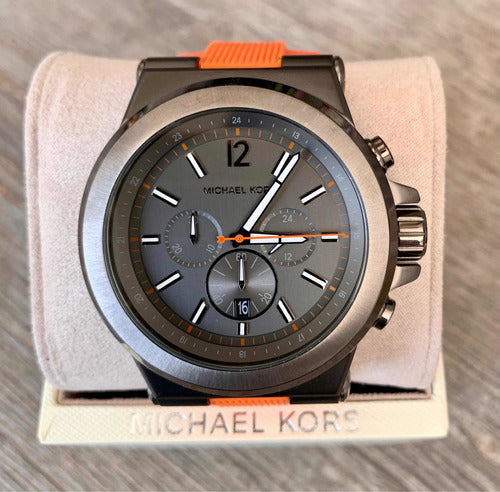 Michael Kors Dylan Chronograph Grey Dial Orange Rubber Strap Watch for Men - MK8296 Buy Now By Michael Kors