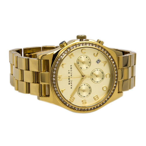 Marc Jacobs Henry Chronograph Gold Dial Gold Steel Strap Watch for Women - MBM3105 Buy Now By Marc Jacobs