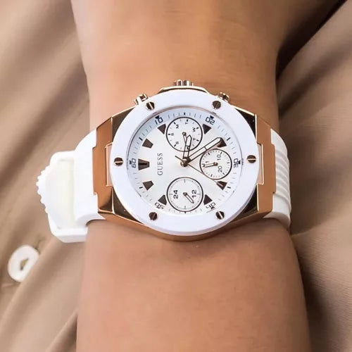 Guess Athena White Dial White Rubber Strap Watch For Women - GW0030L3 Buy Now By Guess