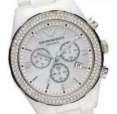 Emporio Armani Ceramica Chronograph White Dial White Ceramic Strap Watch For Women - AR1456 Buy Now By Emporio Armani