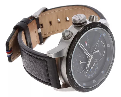 Tommy Hilfiger Trent Chronograph Quartz Black Dial Black Leather Strap Watch For Men - 1791810 Buy Now By Tommy Hilfiger