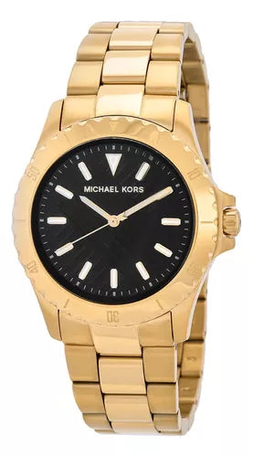 Michael Kors Everest Three-Hand Black Dial Gold Steel Strap Watch For Men - MK9078 Buy Now By Michael Kors