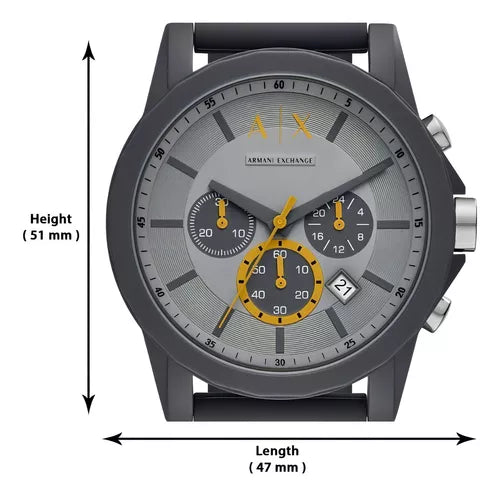Armani Exchange Outerbanks Chronograph Grey Dial Grey Silicone Strap Watch For Men - AX7123 Buy Now By Armani Exchange