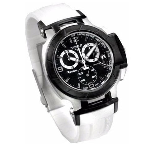 Tissot T Race Chronograph Black Dial White Rubber Strap Watch for Men - T048.417.27.057.05 Buy Now By Tissot
