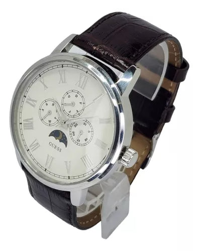 Guess Delancy Quartz White Dial Brown Leather Strap Watch For Men - W0870G1 Buy Now By Guess